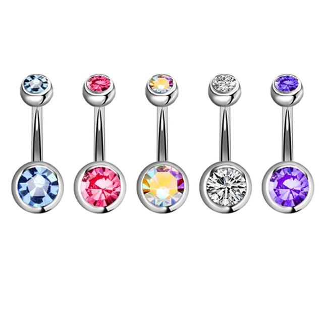 Crystal Piercing Navel Surgical Steel Rhinestone Belly Button Rings Navel Piercing Ball Belly Button Rings Belly Rings for Women Belly Piercing Jewelry Belly Bars Navel Rings Stainless Steel Navel Piercing Jewelry for Women