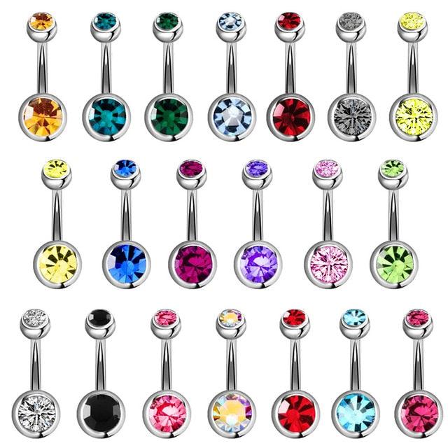 Crystal Piercing Navel Surgical Steel Rhinestone Belly Button Rings Navel Piercing Ball Belly Button Rings Belly Rings for Women Belly Piercing Jewelry Belly Bars Navel Rings Stainless Steel Navel Piercing Jewelry for Women