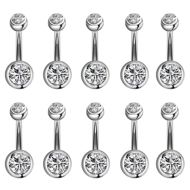 Crystal Piercing Navel Surgical Steel Rhinestone Belly Button Rings Navel Piercing Ball Belly Button Rings Belly Rings for Women Belly Piercing Jewelry Belly Bars Navel Rings Stainless Steel Navel Piercing Jewelry for Women