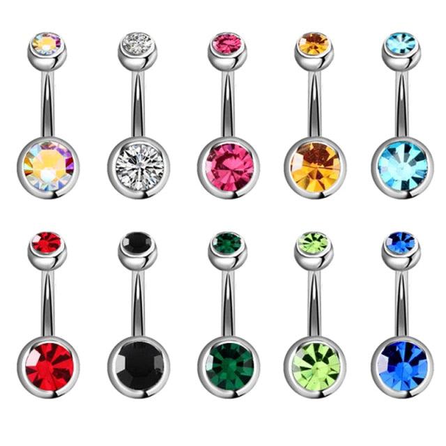 Crystal Piercing Navel Surgical Steel Rhinestone Belly Button Rings Navel Piercing Ball Belly Button Rings Belly Rings for Women Belly Piercing Jewelry Belly Bars Navel Rings Stainless Steel Navel Piercing Jewelry for Women