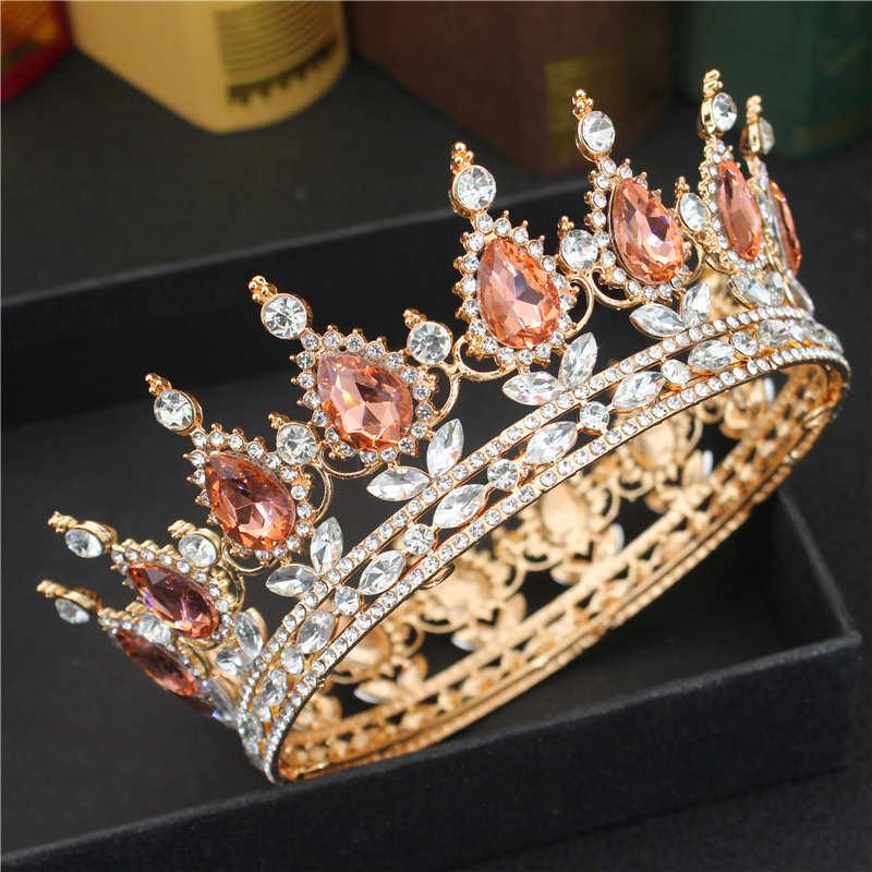 Crystal Queen King Crowns Bridal For Bride Women Headpiece Hair Ornaments Wedding Head Jewelry Accessories Bride Full Crown Pageant Headhand Jewelry Princess Tiara Retro Round Crown Bride Hair Accessories For Women