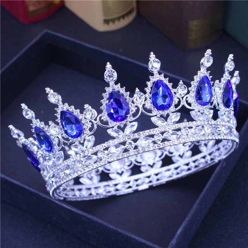 Crystal Queen King Crowns Bridal For Bride Women Headpiece Hair Ornaments Wedding Head Jewelry Accessories Bride Full Crown Pageant Headhand Jewelry Princess Tiara Retro Round Crown Bride Hair Accessories For Women