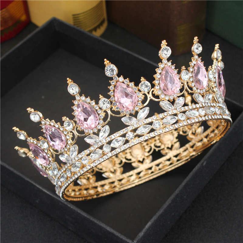 Crystal Queen King Crowns Bridal For Bride Women Headpiece Hair Ornaments Wedding Head Jewelry Accessories Bride Full Crown Pageant Headhand Jewelry Princess Tiara Retro Round Crown Bride Hair Accessories For Women