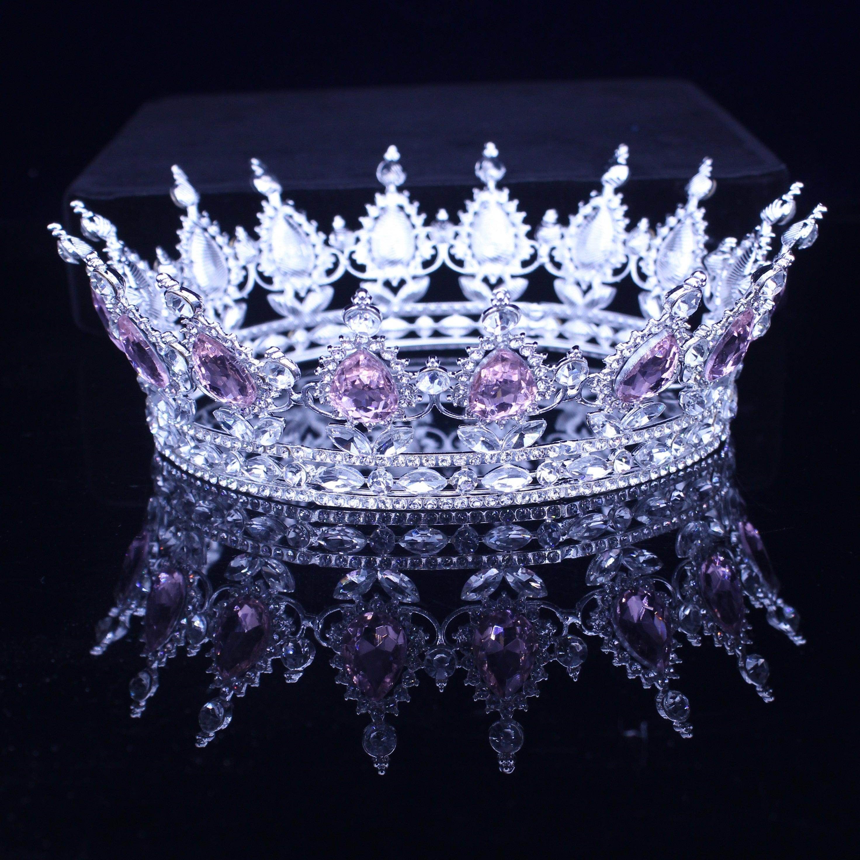 Crystal Queen King Crowns Bridal For Bride Women Headpiece Hair Ornaments Wedding Head Jewelry Accessories Bride Full Crown Pageant Headhand Jewelry Princess Tiara Retro Round Crown Bride Hair Accessories For Women