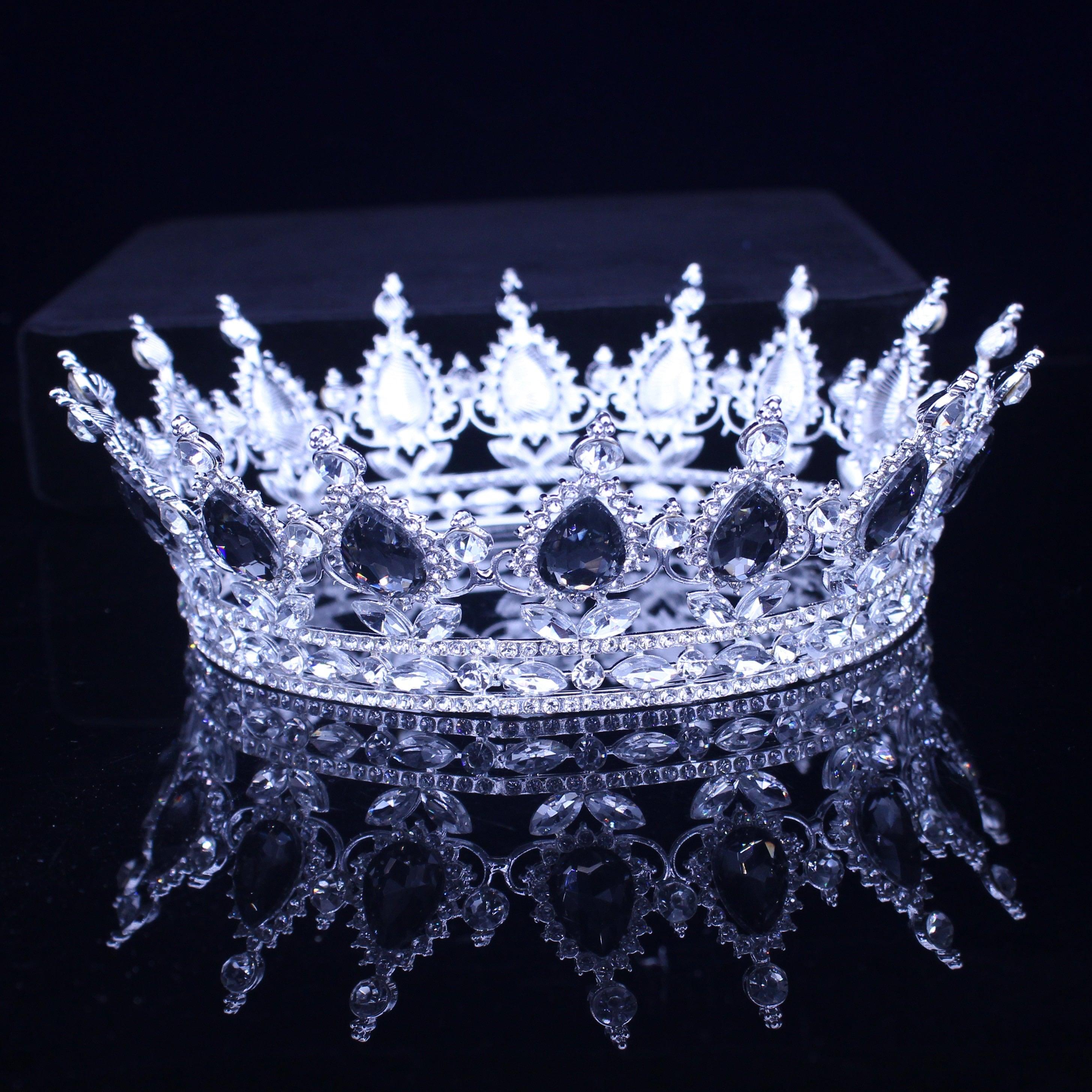 Crystal Queen King Crowns Bridal For Bride Women Headpiece Hair Ornaments Wedding Head Jewelry Accessories Bride Full Crown Pageant Headhand Jewelry Princess Tiara Retro Round Crown Bride Hair Accessories For Women