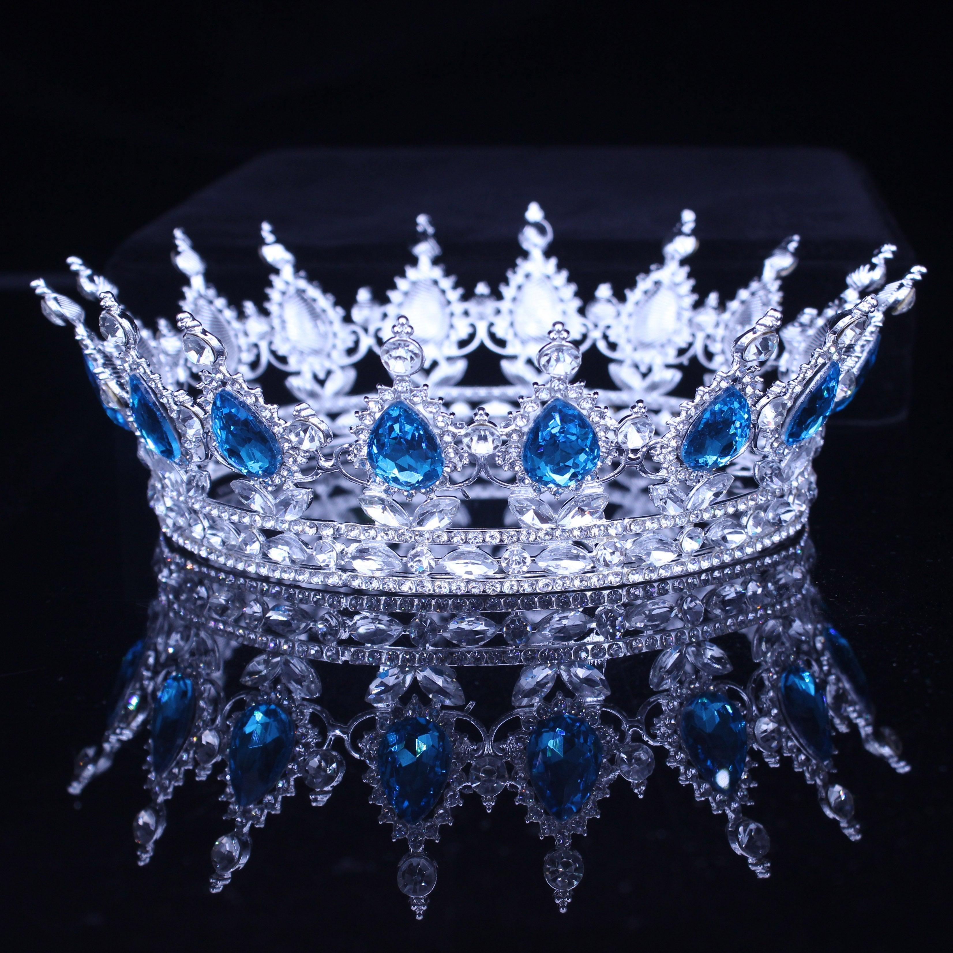 Crystal Queen King Crowns Bridal For Bride Women Headpiece Hair Ornaments Wedding Head Jewelry Accessories Bride Full Crown Pageant Headhand Jewelry Princess Tiara Retro Round Crown Bride Hair Accessories For Women