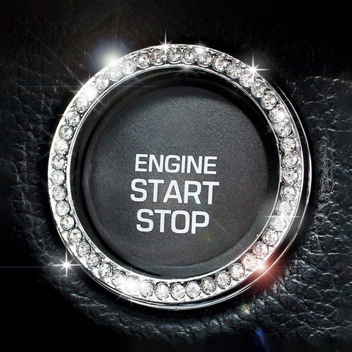 Crystal Rhinestone Car Bling Ring Emblem Sticker, Bling Car Accessories for Women Automobiles Start Switch Button Push to Start Button, Key Ignition Starter & Knob Ring Decorative Diamond Rhinestone Ring Auto Car Decorative Accessories Interior for Girl