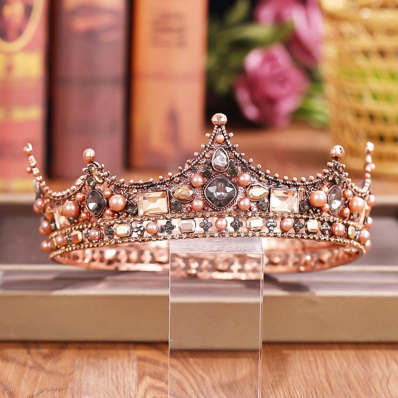 Crystal Rhinestone Round Crown Tiara Hair Jewelry Wedding Hair Accessories Bridal Hair Jewelry Queen Party Crown And Tiaras Gift Gold Crowns For Women Crowns And Tiaras Hair Accessories For Wedding Prom Bridal Party