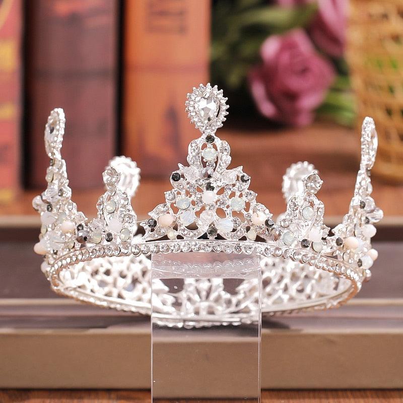 Crystal Rhinestone Round Crown Tiara Hair Jewelry Wedding Hair Accessories Bridal Hair Jewelry Queen Party Crown And Tiaras Gift Gold Crowns For Women Crowns And Tiaras Hair Accessories For Wedding Prom Bridal Party