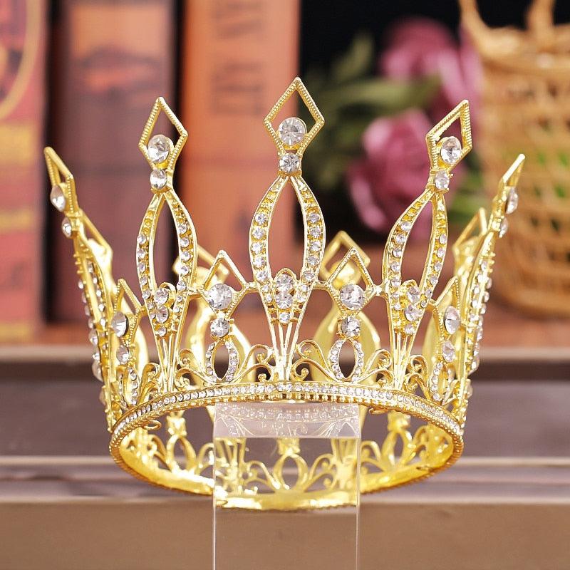 Crystal Rhinestone Round Crown Tiara Hair Jewelry Wedding Hair Accessories Bridal Hair Jewelry Queen Party Crown And Tiaras Gift Gold Crowns For Women Crowns And Tiaras Hair Accessories For Wedding Prom Bridal Party