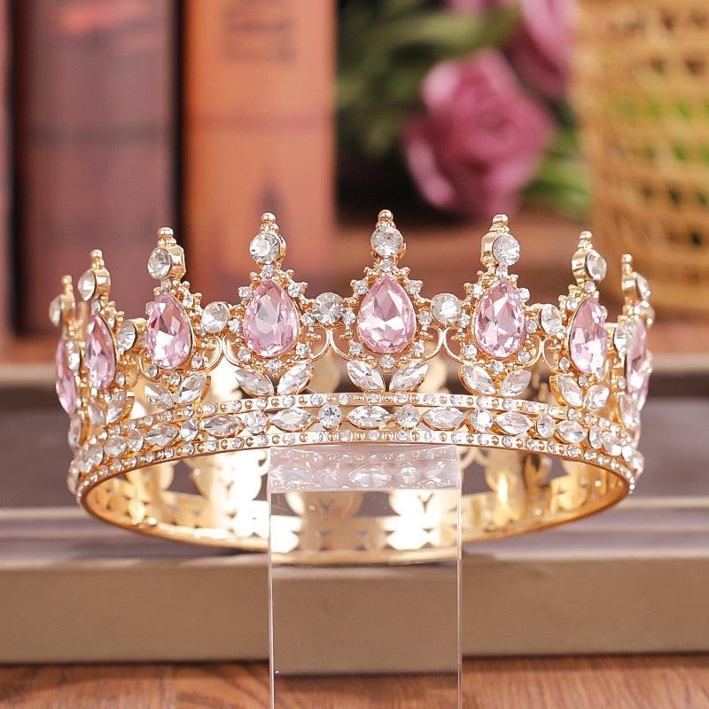 Crystal Rhinestone Round Crown Tiara Hair Jewelry Wedding Hair Accessories Bridal Hair Jewelry Queen Party Crown And Tiaras Gift Gold Crowns For Women Crowns And Tiaras Hair Accessories For Wedding Prom Bridal Party