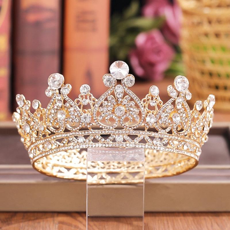 Crystal Rhinestone Round Crown Tiara Hair Jewelry Wedding Hair Accessories Bridal Hair Jewelry Queen Party Crown And Tiaras Gift Gold Crowns For Women Crowns And Tiaras Hair Accessories For Wedding Prom Bridal Party