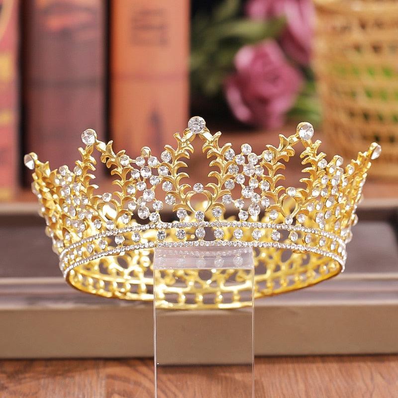 Crystal Rhinestone Round Crown Tiara Hair Jewelry Wedding Hair Accessories Bridal Hair Jewelry Queen Party Crown And Tiaras Gift Gold Crowns For Women Crowns And Tiaras Hair Accessories For Wedding Prom Bridal Party