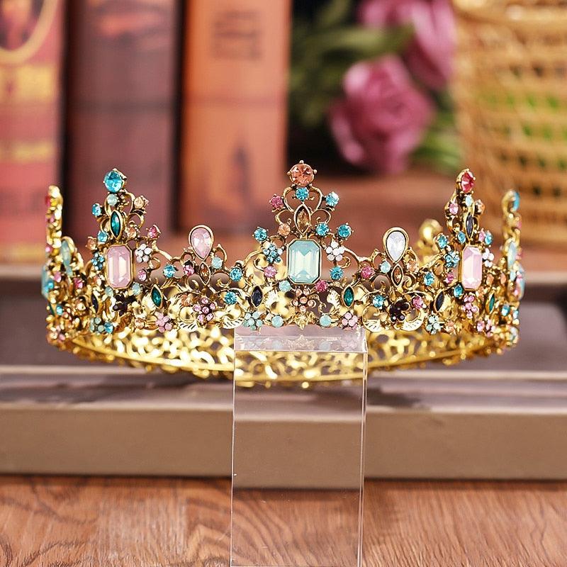 Crystal Rhinestone Round Crown Tiara Hair Jewelry Wedding Hair Accessories Bridal Hair Jewelry Queen Party Crown And Tiaras Gift Gold Crowns For Women Crowns And Tiaras Hair Accessories For Wedding Prom Bridal Party