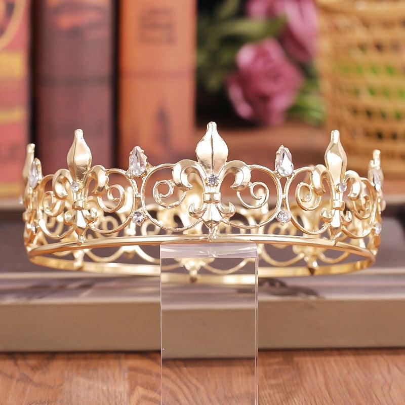 Crystal Rhinestone Round Crown Tiara Hair Jewelry Wedding Hair Accessories Bridal Hair Jewelry Queen Party Crown And Tiaras Gift Gold Crowns For Women Crowns And Tiaras Hair Accessories For Wedding Prom Bridal Party