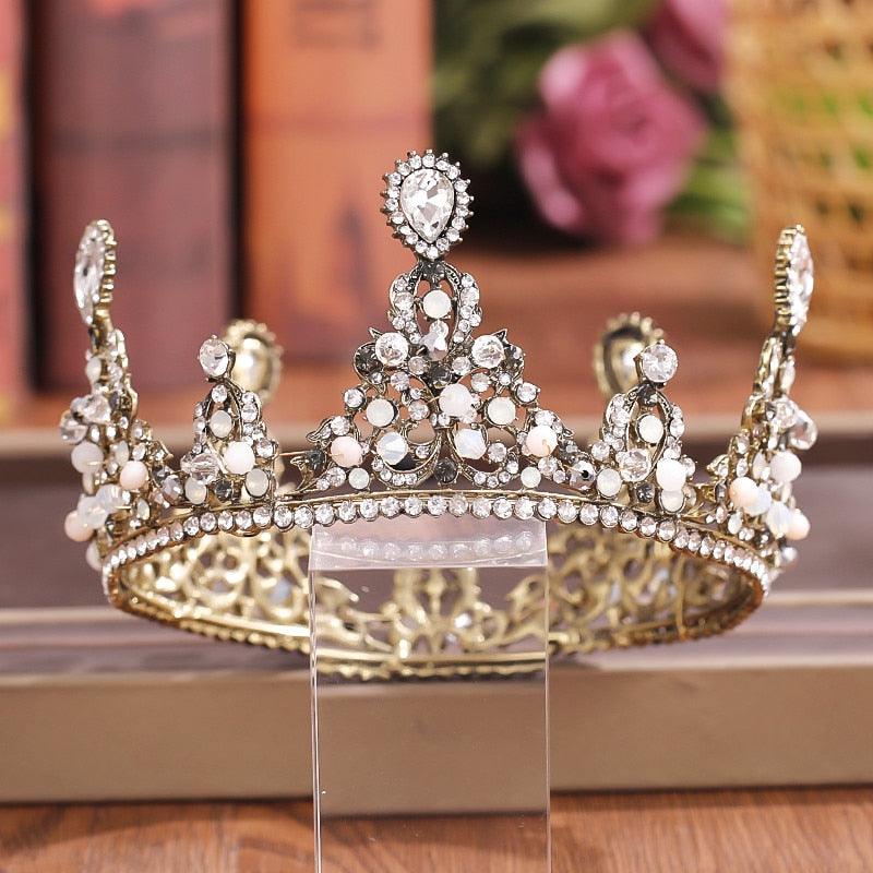 Crystal Rhinestone Round Crown Tiara Hair Jewelry Wedding Hair Accessories Bridal Hair Jewelry Queen Party Crown And Tiaras Gift Gold Crowns For Women Crowns And Tiaras Hair Accessories For Wedding Prom Bridal Party