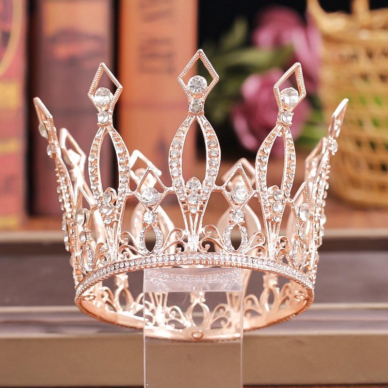 Crystal Rhinestone Round Crown Tiara Hair Jewelry Wedding Hair Accessories Bridal Hair Jewelry Queen Party Crown And Tiaras Gift Gold Crowns For Women Crowns And Tiaras Hair Accessories For Wedding Prom Bridal Party