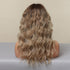 Curly Synthetic Wigs for White Women Medium Length Ombre Brown Blonde Wigs with Bangs High Temperature Cosplay Hair Wigs For Black Women Halloween Party