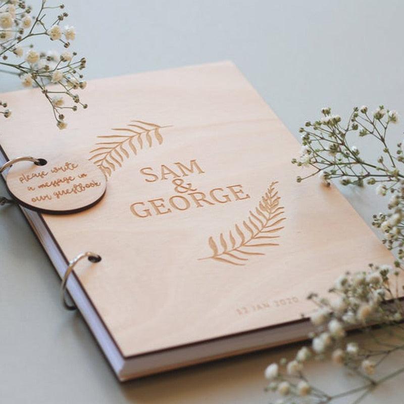 Custom Engraved Classic Oak Tree Wood Wedding Guest Book Rustic Wedding Decor Paper Photo Album Scrapbook Paper Baby Family Scrapbook Albums Family Anniversary Gift For Couple