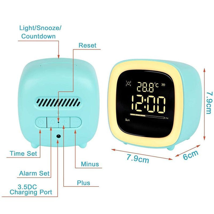 Cut Digital Alarm Clock Cartoon Night Light Desk Alarm Clock Cute Toddler Alarm Clock Dimming Sleep Training Clock with Night Light Kids Wake Up Clock USB Rechargeable Easy Setting Kids Clocks for Bedrooms Rechargeable Battery Christmas gift for Kids