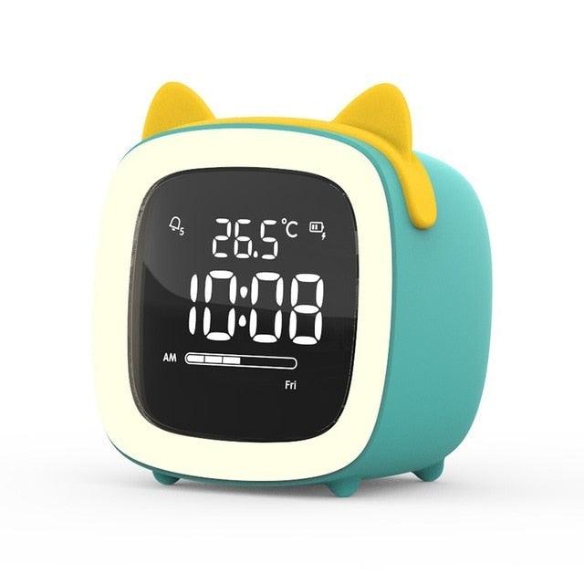 Cut Digital Alarm Clock Cartoon Night Light Desk Alarm Clock Cute Toddler Alarm Clock Dimming Sleep Training Clock with Night Light Kids Wake Up Clock USB Rechargeable Easy Setting Kids Clocks for Bedrooms Rechargeable Battery Christmas gift for Kids