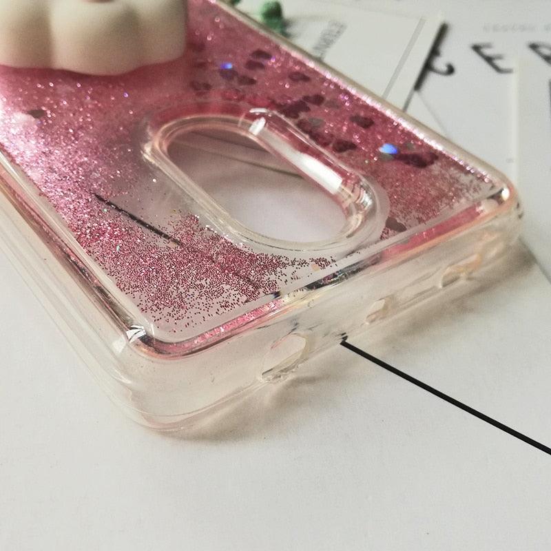 Cute 3D Squishy Cat Case For Xiaomi Redmi 5 plus 4X 8A 9A 9C 10T Luxury Glitter Quicksand Phone Case Redmi Note 5 9 Pro 5A Prime ,3D Shiny Quicksand Moving Bling Glitter Liquid Sparkle Flowing Soft Silicone Bumper Mirror Back Protective Case