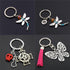 Cute Animal Collection Dragonfly Charms With Lotus Keychains Silver Animal Charm Jewelry Cross Keyring Butterfly Pendant Key Chain For Women Jewelry Dragonfly Keychain Dragonfly Pendants Keyring Chain Sparkling Key Ring Charm