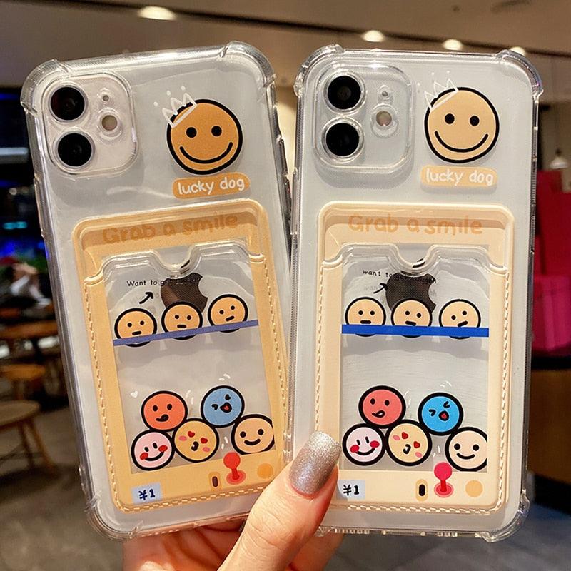 Cute Bear Cartoon Rabbit Shockproof Phone Case For iPhone 11 12 13 14 Pro Funny Soft Wallet Cover Cute Bear Design Soft Slim Card Slot Case Aesthetic Card Holder Case