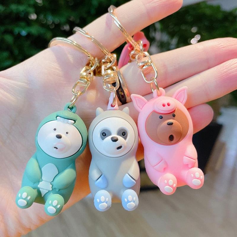 Cute Bear Keychain The Three Bears Keychains Bear Cartoon Bow Tie Bear Teddy Knot Bear Cute Keychain Car Key Holder Bag Charm Holder Resin Keyring Cartoon Keychain Perfect Gifts