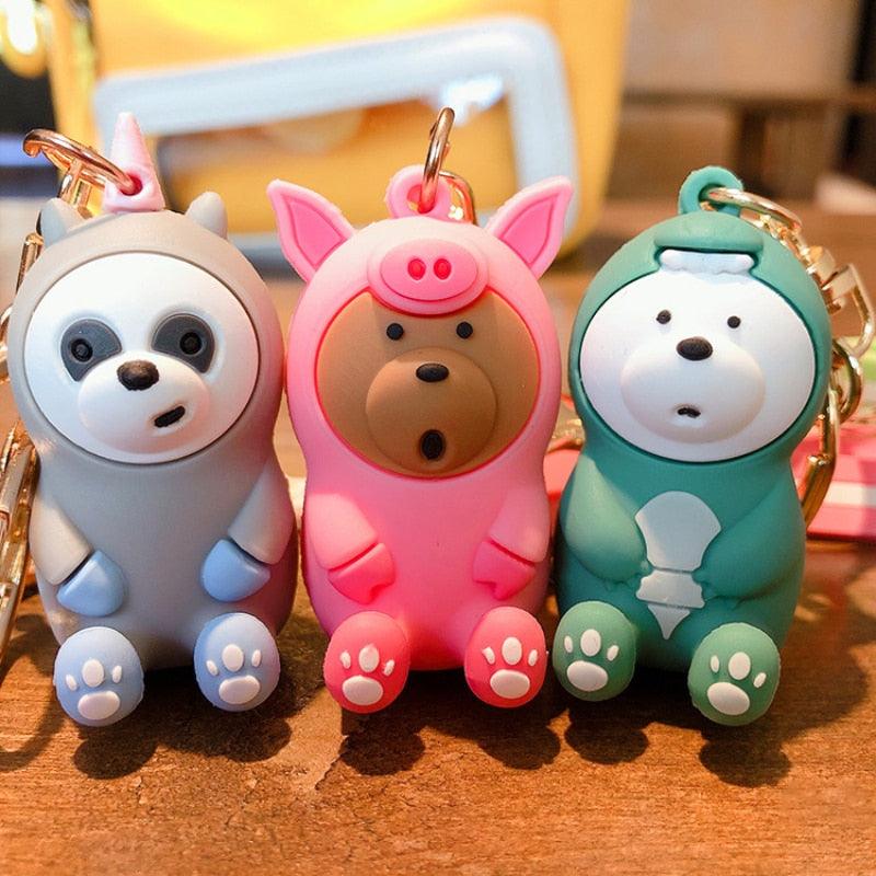 Cute Bear Keychain The Three Bears Keychains Bear Cartoon Bow Tie Bear Teddy Knot Bear Cute Keychain Car Key Holder Bag Charm Holder Resin Keyring Cartoon Keychain Perfect Gifts