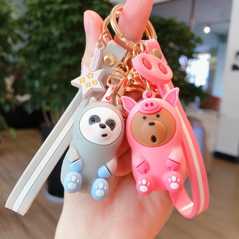 Cute Bear Keychain The Three Bears Keychains Bear Cartoon Bow Tie Bear Teddy Knot Bear Cute Keychain Car Key Holder Bag Charm Holder Resin Keyring Cartoon Keychain Perfect Gifts