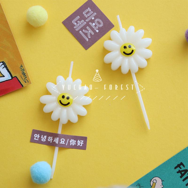 Cute Birthday Candle Daisy Birthday Candles Kids With Smiley Faces Children's Birthday Candles Birthday Cake Decorations Themed Party Supplies Lovely Flower Candles Daisy Shape - ALLURELATION - - Stevvex.com