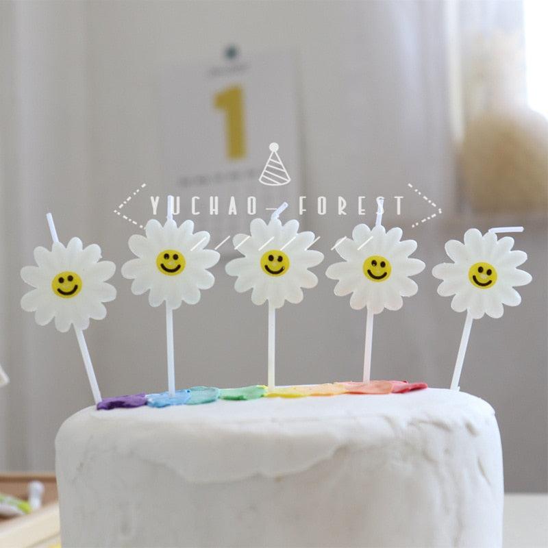 Cute Birthday Candle Daisy Birthday Candles Kids With Smiley Faces Children's Birthday Candles Birthday Cake Decorations Themed Party Supplies Lovely Flower Candles Daisy Shape - ALLURELATION - - Stevvex.com