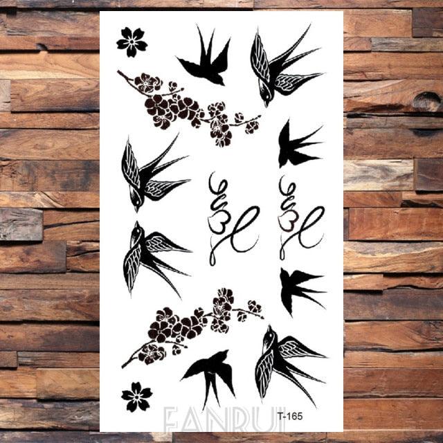 Cute Black Birds Temporary Waterproof Stickers Tattoo Flower Body Elegant Bird Butterfly Style For Womens - STEVVEX Beauty - 103, Animal Tattoo, Arm Tattoo, Back Tattoo, Beauty, Big Flowers Tattoo, Big Tattoo, Bird Tattoo, Black Tattoos, Body Tattoo, Butterfly Tattoo, Colorful Tattoo, Fashion Tattoo, Feather Tattoo, Flower Tattoo, Girls Tattoo, Leg Tattoo, Luxury Tattoo, Small Tattoo, Stylish Tattoo, Tattoo, Tiger Tattoo, Waterproof Tattoo, Women Tattoo - Stevvex.com