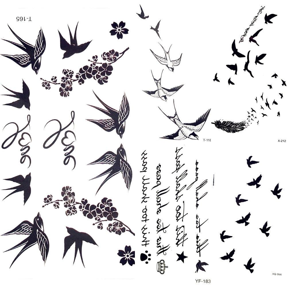 Cute Black Birds Temporary Waterproof Stickers Tattoo Flower Body Elegant Bird Butterfly Style For Womens - STEVVEX Beauty - 103, Animal Tattoo, Arm Tattoo, Back Tattoo, Beauty, Big Flowers Tattoo, Big Tattoo, Bird Tattoo, Black Tattoos, Body Tattoo, Butterfly Tattoo, Colorful Tattoo, Fashion Tattoo, Feather Tattoo, Flower Tattoo, Girls Tattoo, Leg Tattoo, Luxury Tattoo, Small Tattoo, Stylish Tattoo, Tattoo, Tiger Tattoo, Waterproof Tattoo, Women Tattoo - Stevvex.com