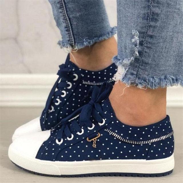 Cute Blue Women Fashion Shoes  Summer Casual Design Lace Breathable Platform Flat Woman Sneakers Walking Lace-up Comfortable Walking Footwear Fashion Sneakers