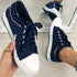 Cute Blue Women Fashion Shoes  Summer Casual Design Lace Breathable Platform Flat Woman Sneakers Walking Lace-up Comfortable Walking Footwear Fashion Sneakers