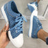 Cute Blue Women Fashion Shoes  Summer Casual Design Lace Breathable Platform Flat Woman Sneakers Walking Lace-up Comfortable Walking Footwear Fashion Sneakers