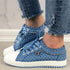 Cute Blue Women Fashion Shoes  Summer Casual Design Lace Breathable Platform Flat Woman Sneakers Walking Lace-up Comfortable Walking Footwear Fashion Sneakers