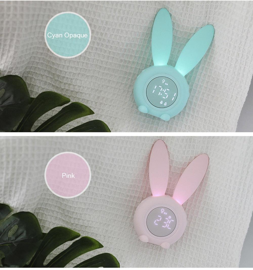 Cute Bunny Ear LED Digital Alarm Clock Electronic Kids Alarm Clock for Kids Children's Alarm Clocks for Girls Boys Bedroom Night Light for Kids Touch Control and Snoozing with USB Sound Control Rabbit Night Lamp Desk Clock Home Decoration