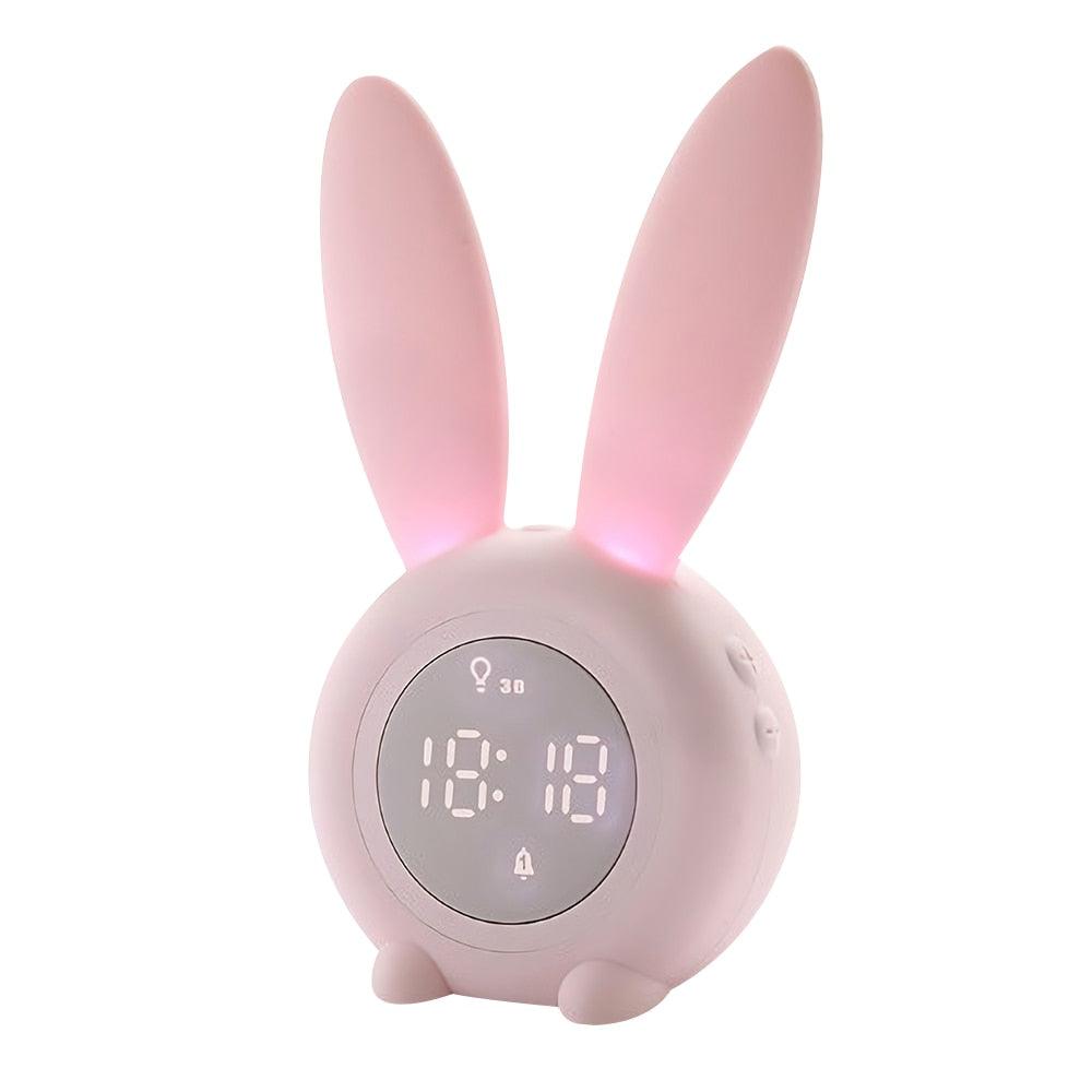 Cute Bunny Ear LED Digital Alarm Clock Electronic Kids Alarm Clock for Kids Children's Alarm Clocks for Girls Boys Bedroom Night Light for Kids Touch Control and Snoozing with USB Sound Control Rabbit Night Lamp Desk Clock Home Decoration