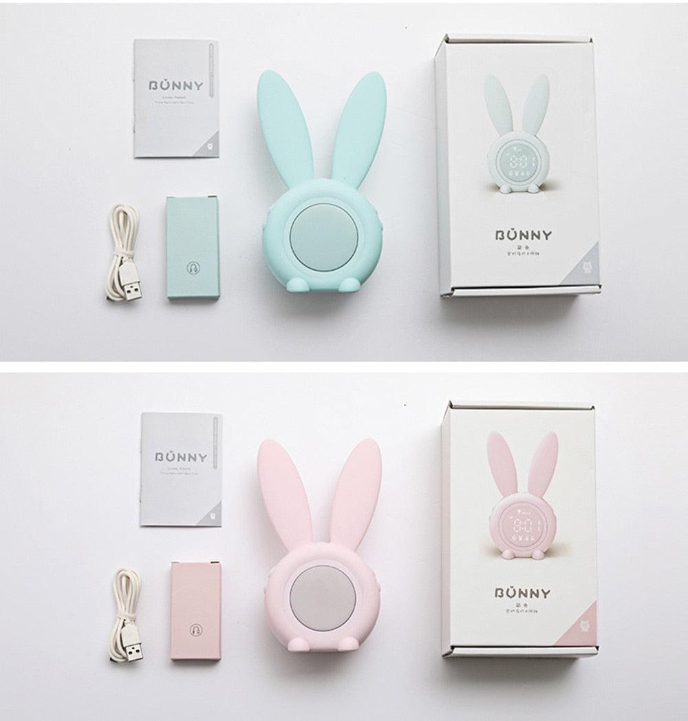 Cute Bunny Ear LED Digital Alarm Clock Electronic Kids Alarm Clock for Kids Children's Alarm Clocks for Girls Boys Bedroom Night Light for Kids Touch Control and Snoozing with USB Sound Control Rabbit Night Lamp Desk Clock Home Decoration