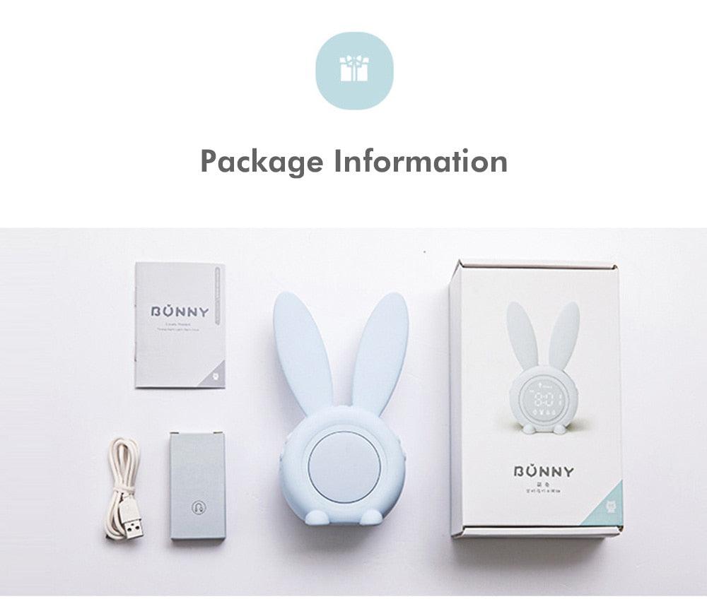 Cute Bunny Ear LED Digital Alarm Clock Electronic Kids Alarm Clock for Kids Children's Alarm Clocks for Girls Boys Bedroom Night Light for Kids Touch Control and Snoozing with USB Sound Control Rabbit Night Lamp Desk Clock Home Decoration