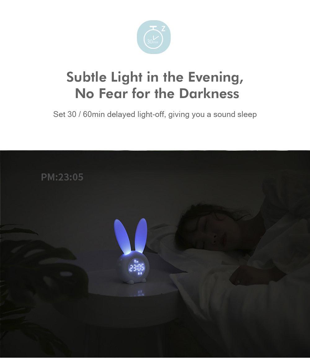 Cute Bunny Ear LED Digital Alarm Clock Electronic Kids Alarm Clock for Kids Children's Alarm Clocks for Girls Boys Bedroom Night Light for Kids Touch Control and Snoozing with USB Sound Control Rabbit Night Lamp Desk Clock Home Decoration