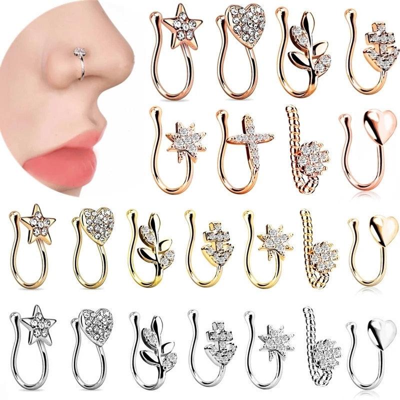 Cute Bunny Nose Ring Clip On Nose Cross Stainless Steel Heart Non Piercing Butterfly Nose Cuff Clip Cuff Clip Brand Design Bunny Nose Non Pierced Without Hole Nose Ring Clip On Nose Hoop Ring Stainless Steel Non-Piercing Jewelry Piercing Nez