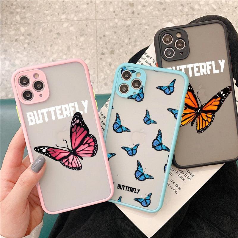 Cute Butterfly Pattern Phone Case For iphone 11 12 13 14 Pro Max X XS XR 7 8 Plus SE2 Hard Matte Shockproof Back Cover Clear Matte Soft Bumper Case Cute Animal Print Pattern Design Women Girls Teen Hard PC Back Protective Phone Cover