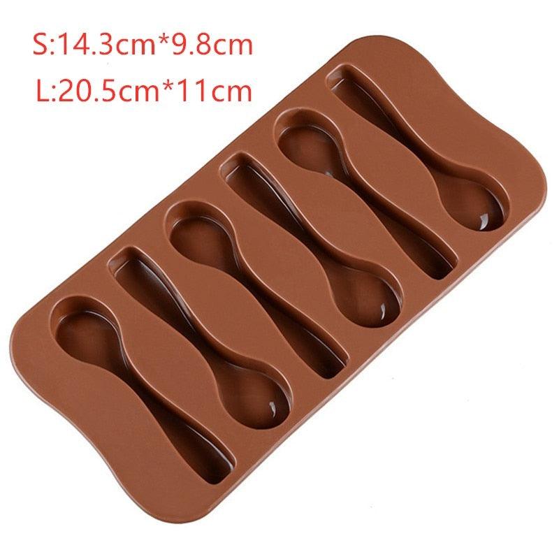 Cute Cake Mold Good Quality Chocolate Six Spoons Mould Mold Silicone Baking Cake Decorating Topper Candy Spoon Shape Mold Food Grade Silicone Cake Molds Chocolate Ice Jelly Mold Party Decor Homemade Cupcake Candy Bake Ware Baking Tool