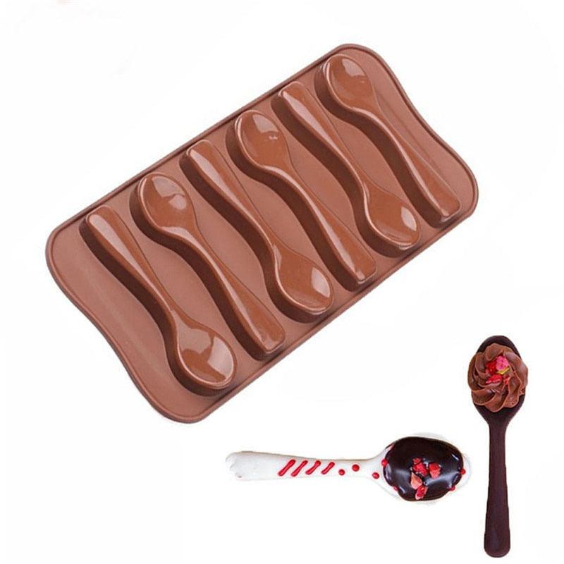 Cute Cake Mold Good Quality Chocolate Six Spoons Mould Mold Silicone Baking Cake Decorating Topper Candy Spoon Shape Mold Food Grade Silicone Cake Molds Chocolate Ice Jelly Mold Party Decor Homemade Cupcake Candy Bake Ware Baking Tool