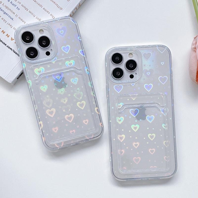 Cute Card Holder Silicone Case Compatible with iPhone Case Wallet Card Phone Case For iphone 13 14 Pro Max Mini Silicone Card Holder Slim Fit Thin Protective Cover