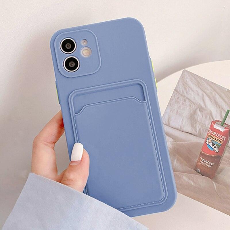 Cute Card Holder Silicone Case Compatible with iPhone Case Wallet Card Phone Case For iphone 13 14 Pro Max Mini Silicone Card Holder Slim Fit Thin Protective Cover